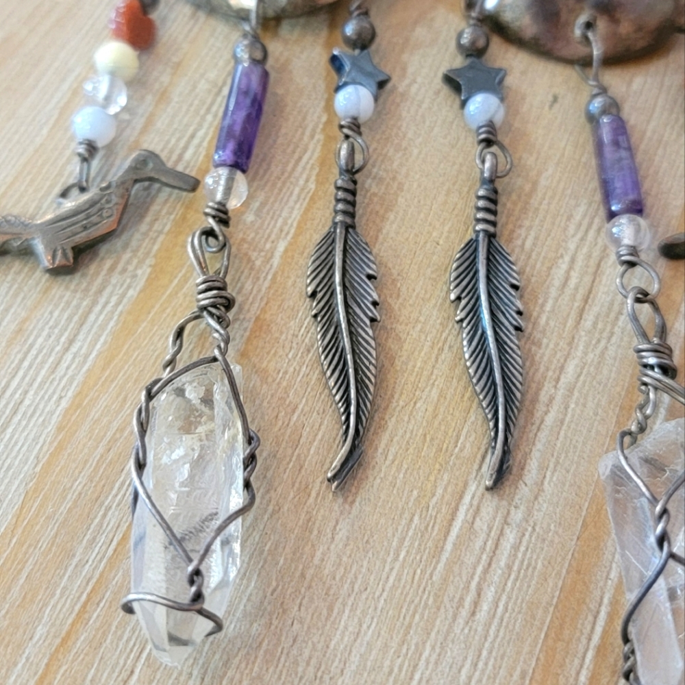 Boho Sterling Silver & Crystal Dangle Earrings - image 2